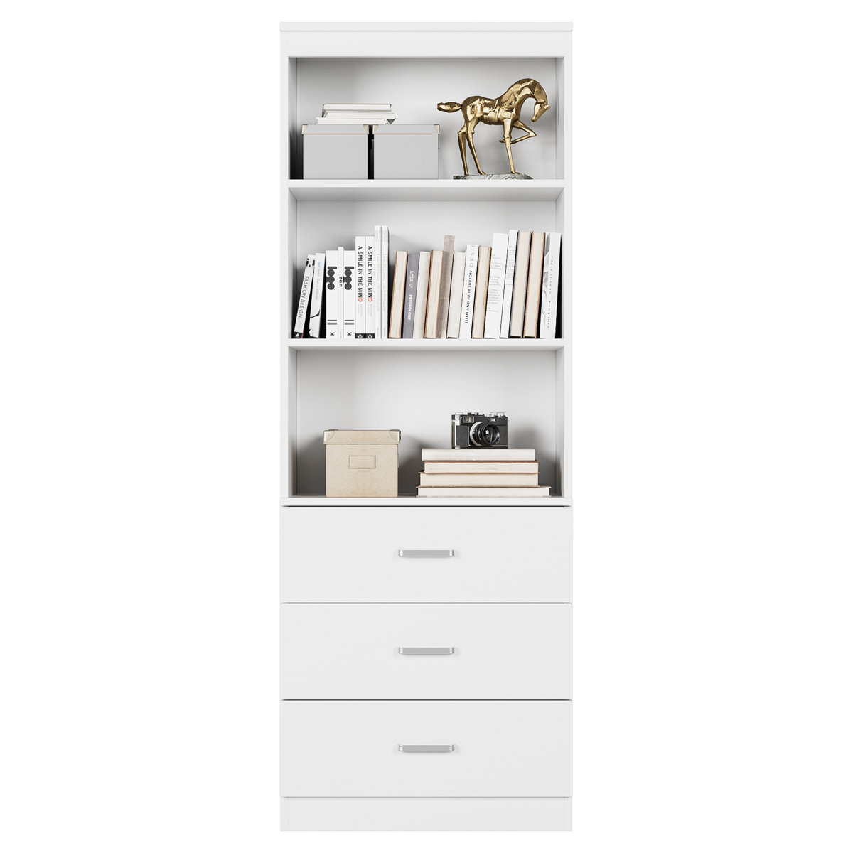 Kahler 70.9'' H x 23.6'' W Standard Bookcase with 3 Drawers